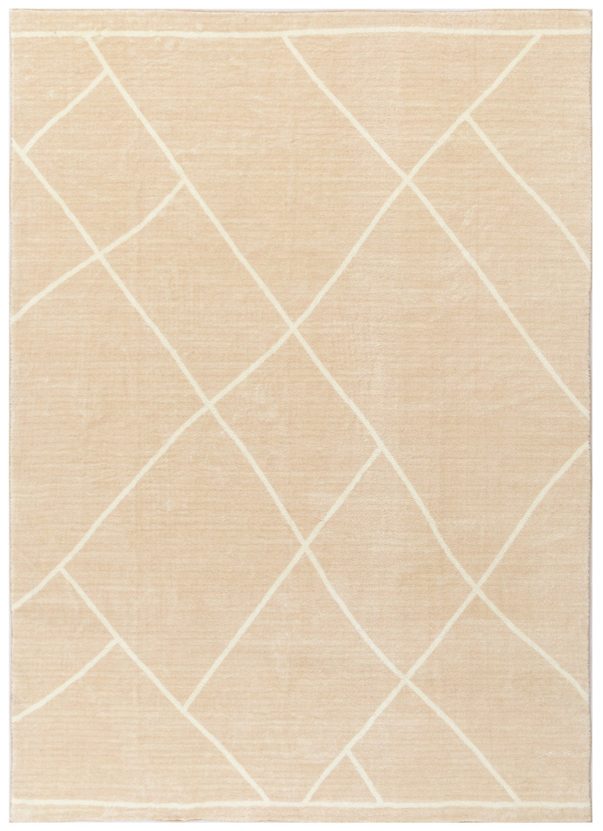 Le Canvas Cloud Diamonds Beige — full rug, top-down view