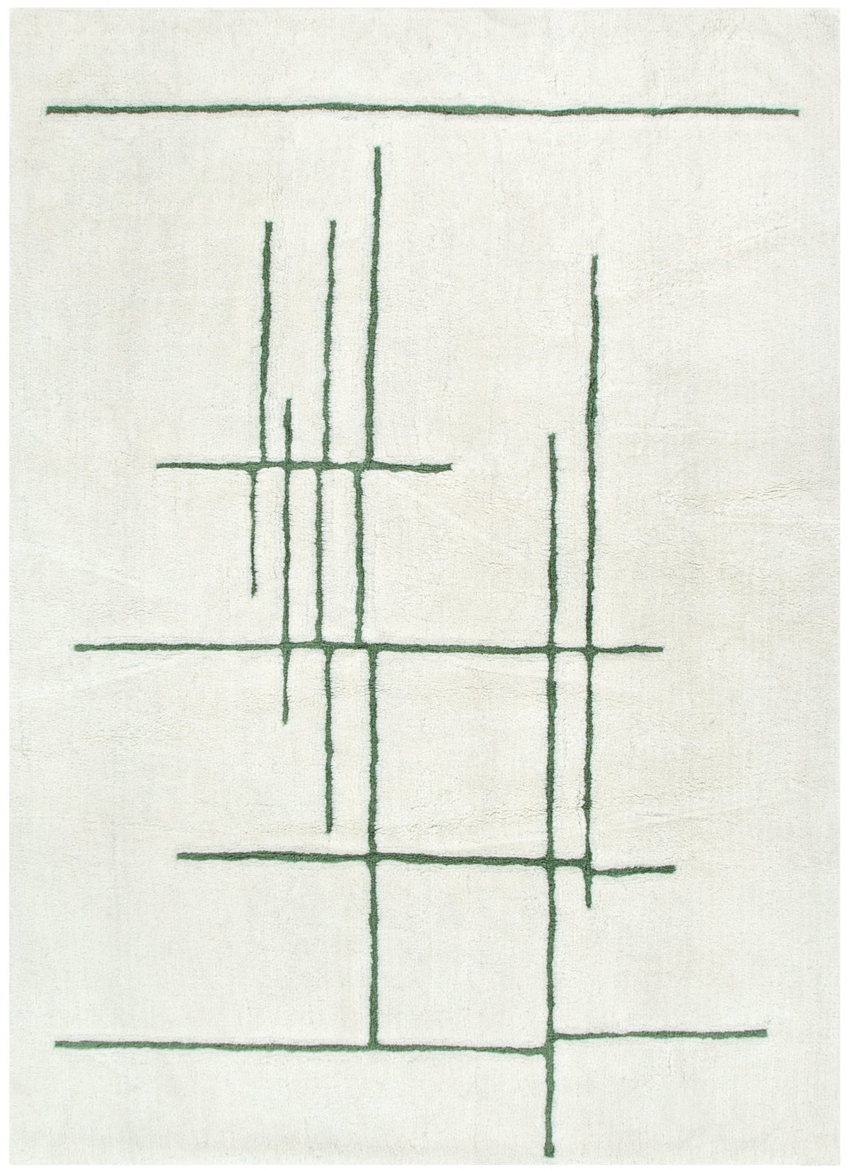 Le Canvas Celandine Olive — full rug, top-down view