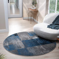 Le Canvas Luca Blue Round — styled in a living room