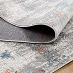 Le Canvas Neris — Grey multi rug, showing rug back weave and edge finish