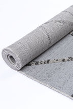 Le Canvas Thorne — Grey and ash rug, showing rug back weave and edge finish