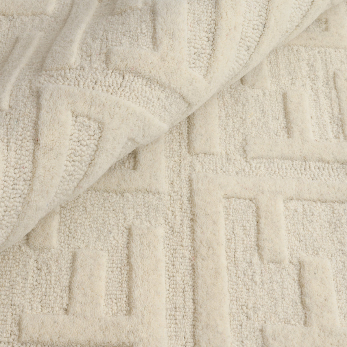 Fabien Monogram Cream — pile depth detail