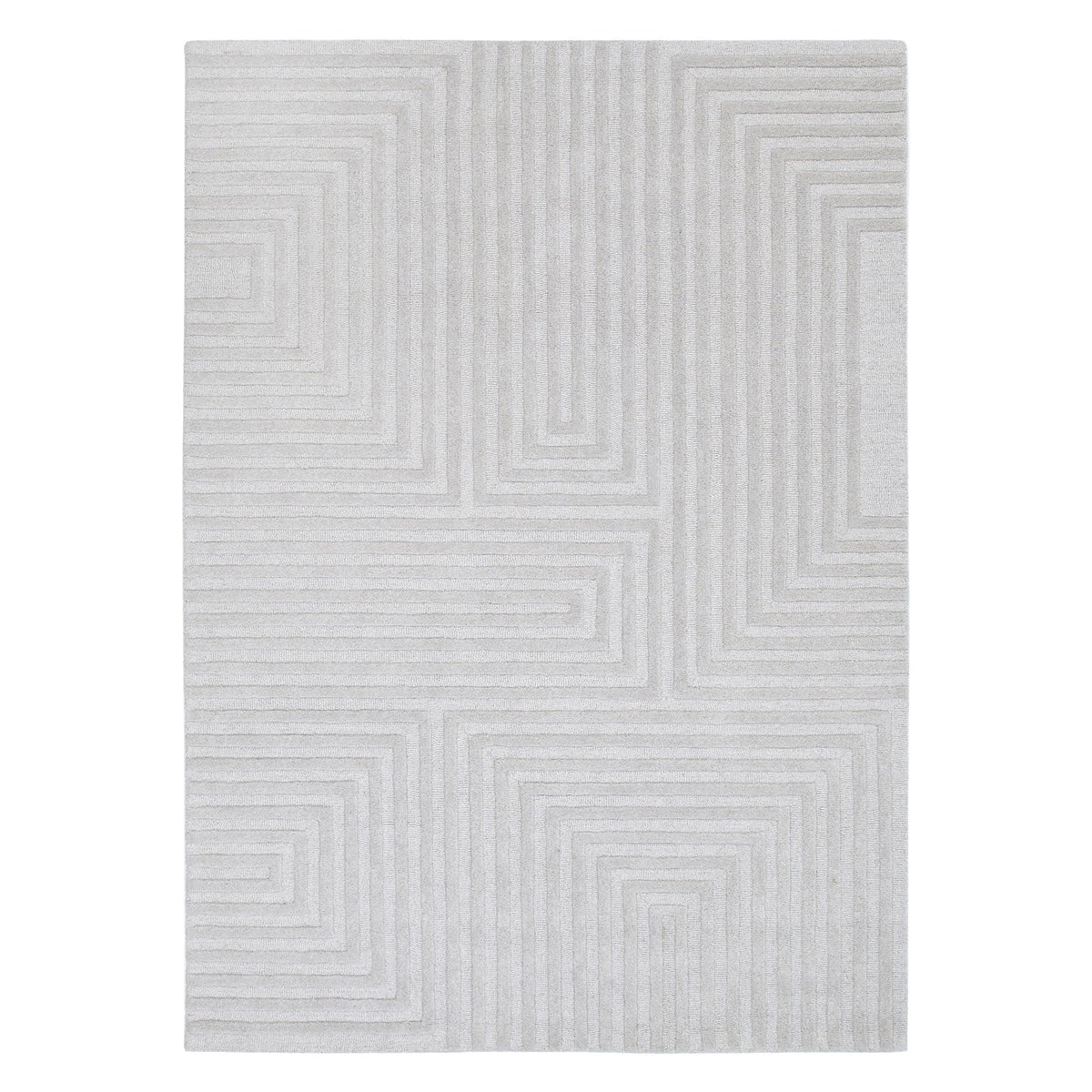 Le Canvas Wren — Light grey rug, top-down view