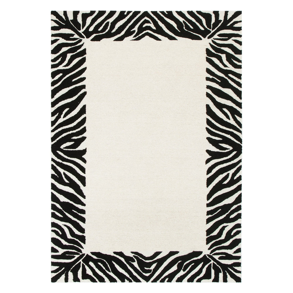Le Canvas Noor — Black and white rug, top-down view