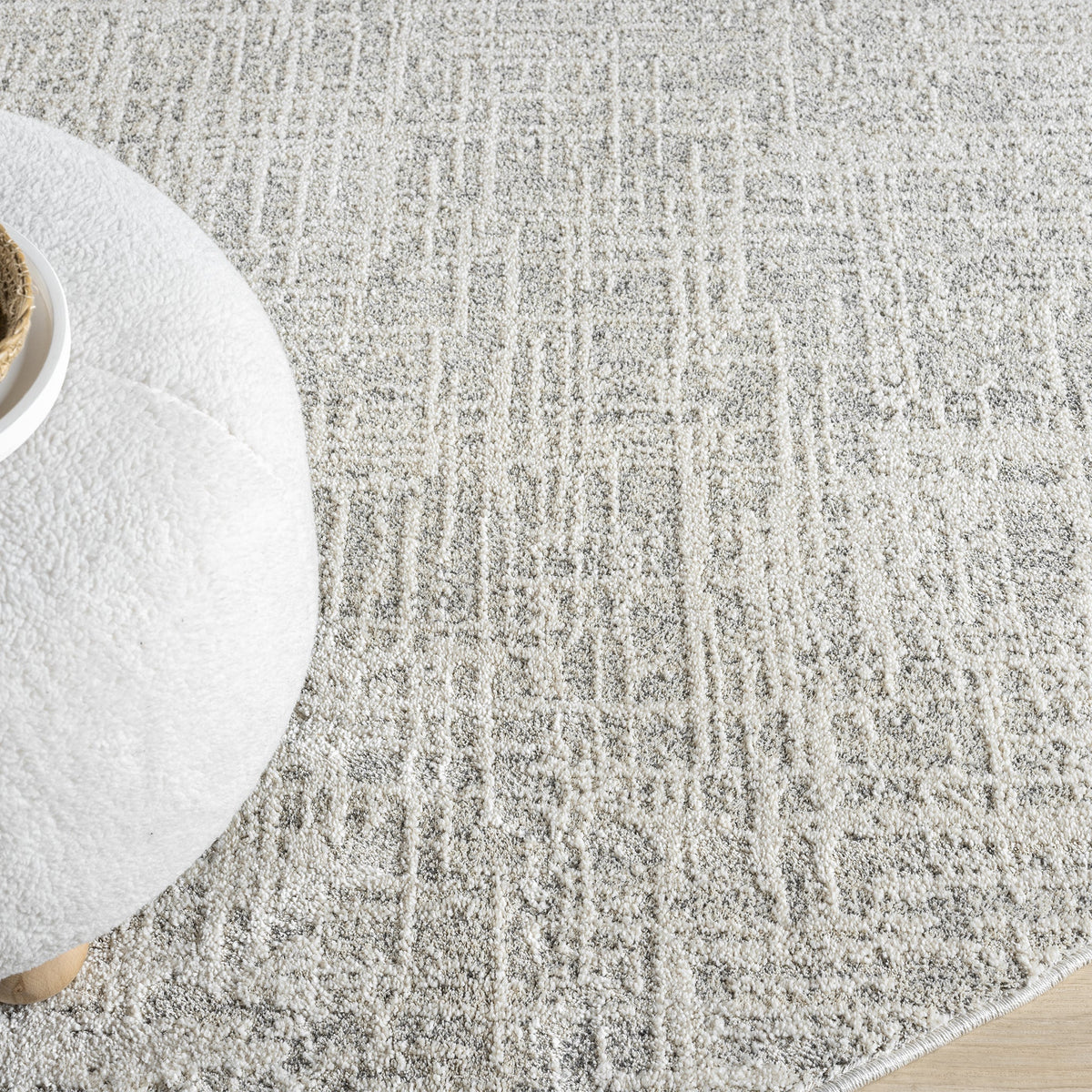 Le Canvas Nessa — Linen round rug, pile texture