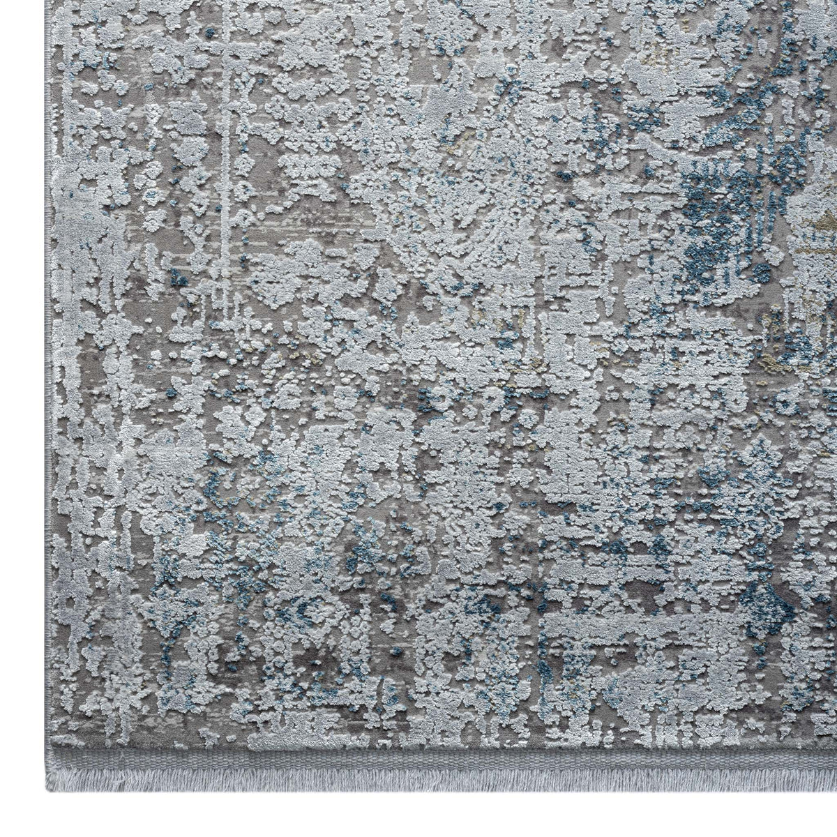 Le Canvas Greer — Grey rug, corner and fringe detail