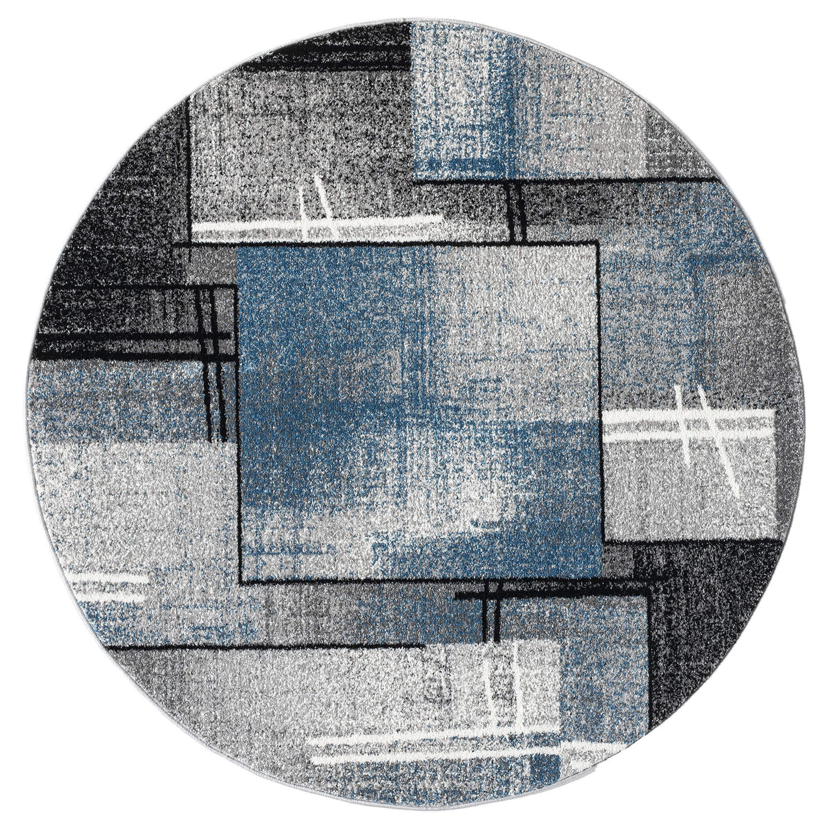Le Canvas Ciro — Blue round rug, top-down view