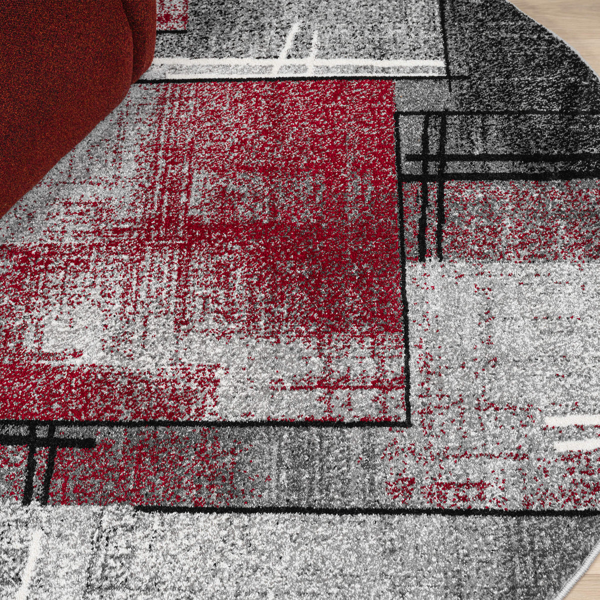 Le Canvas Reva — Red round rug, pile texture