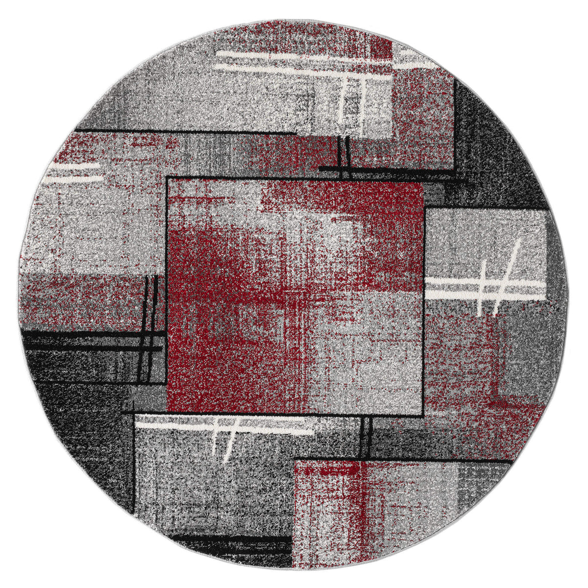 Le Canvas Reva — Red round rug, top-down view