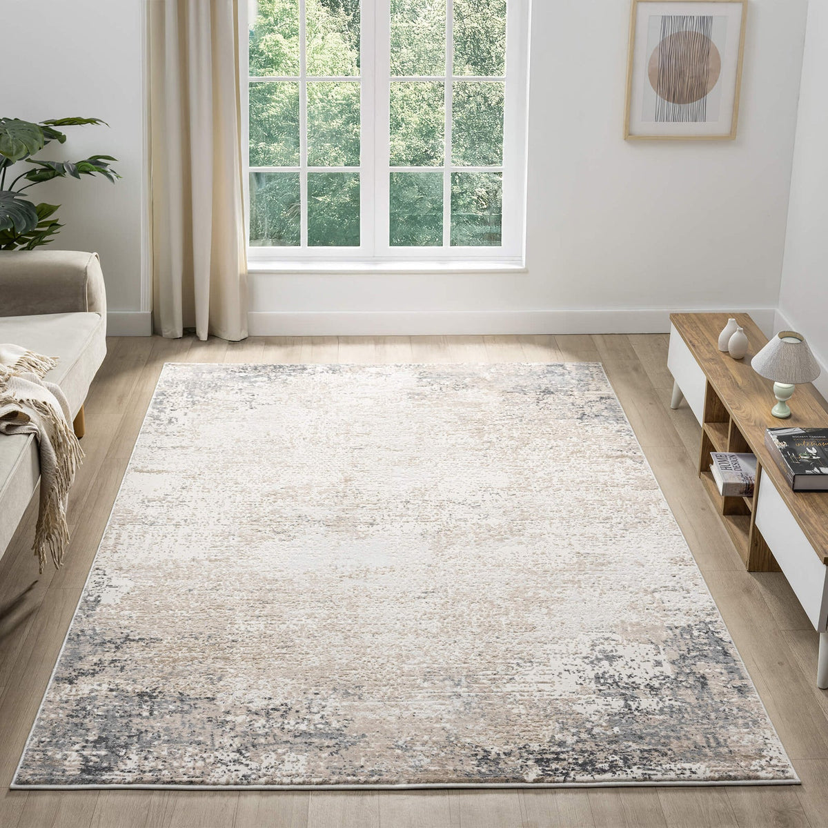 Le Canvas Fleur Stone — styled in a living room