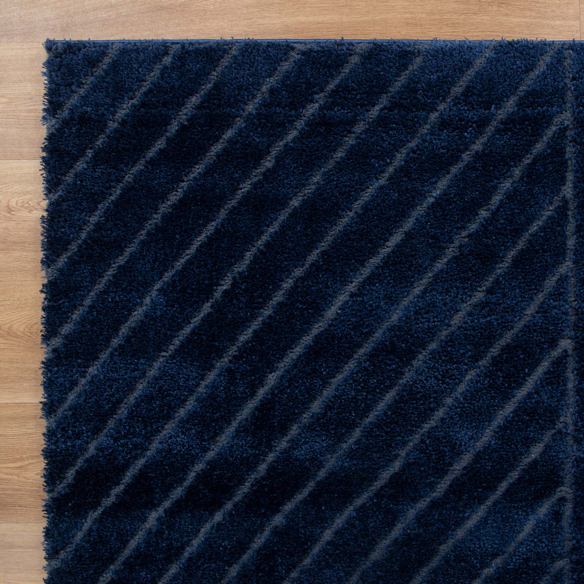 Le Canvas Cove — Navy rug, top-down view