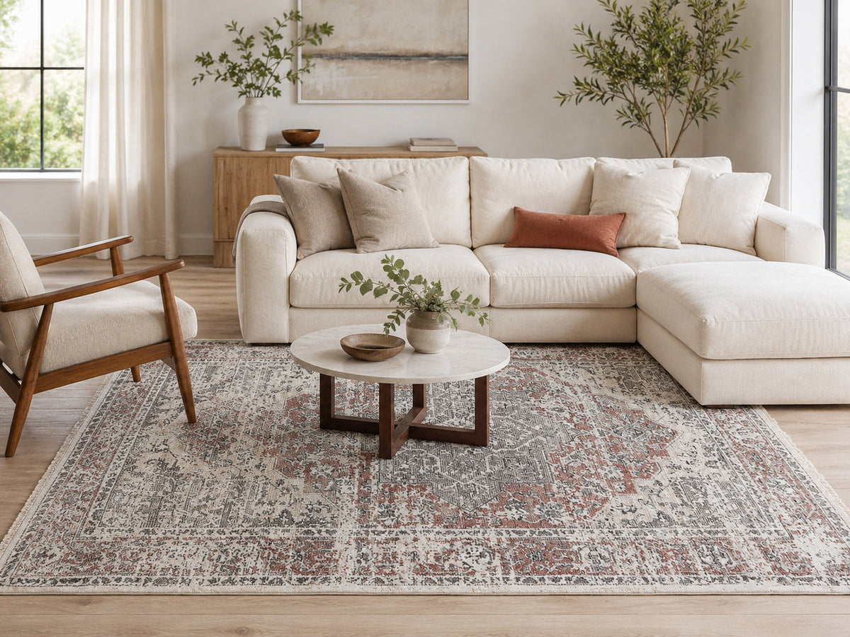 Le Canvas Otira — Multi rug styled in a living room