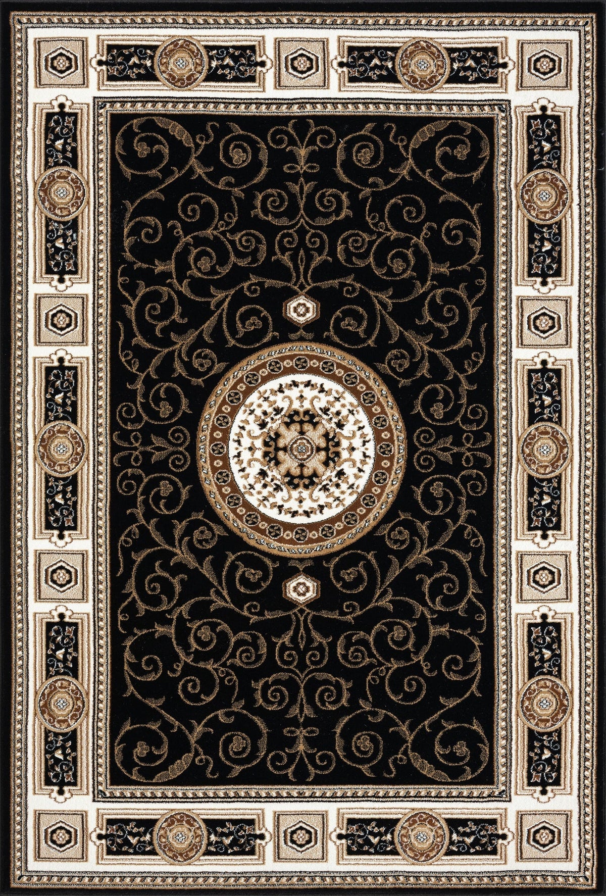 Le Canvas Caius Black — full rug, top-down view