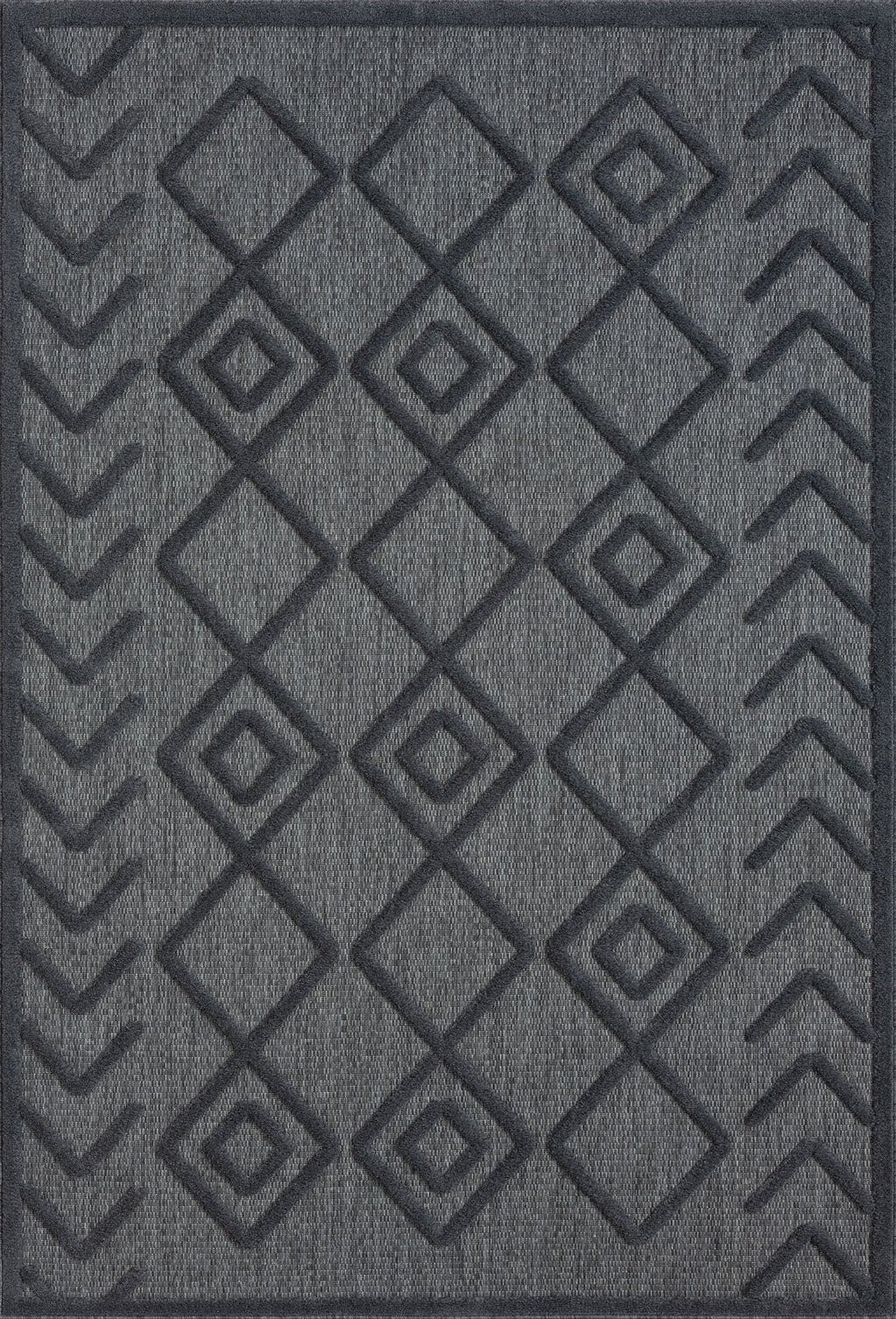 Le Canvas Rune Charcoal — full rug, top-down view