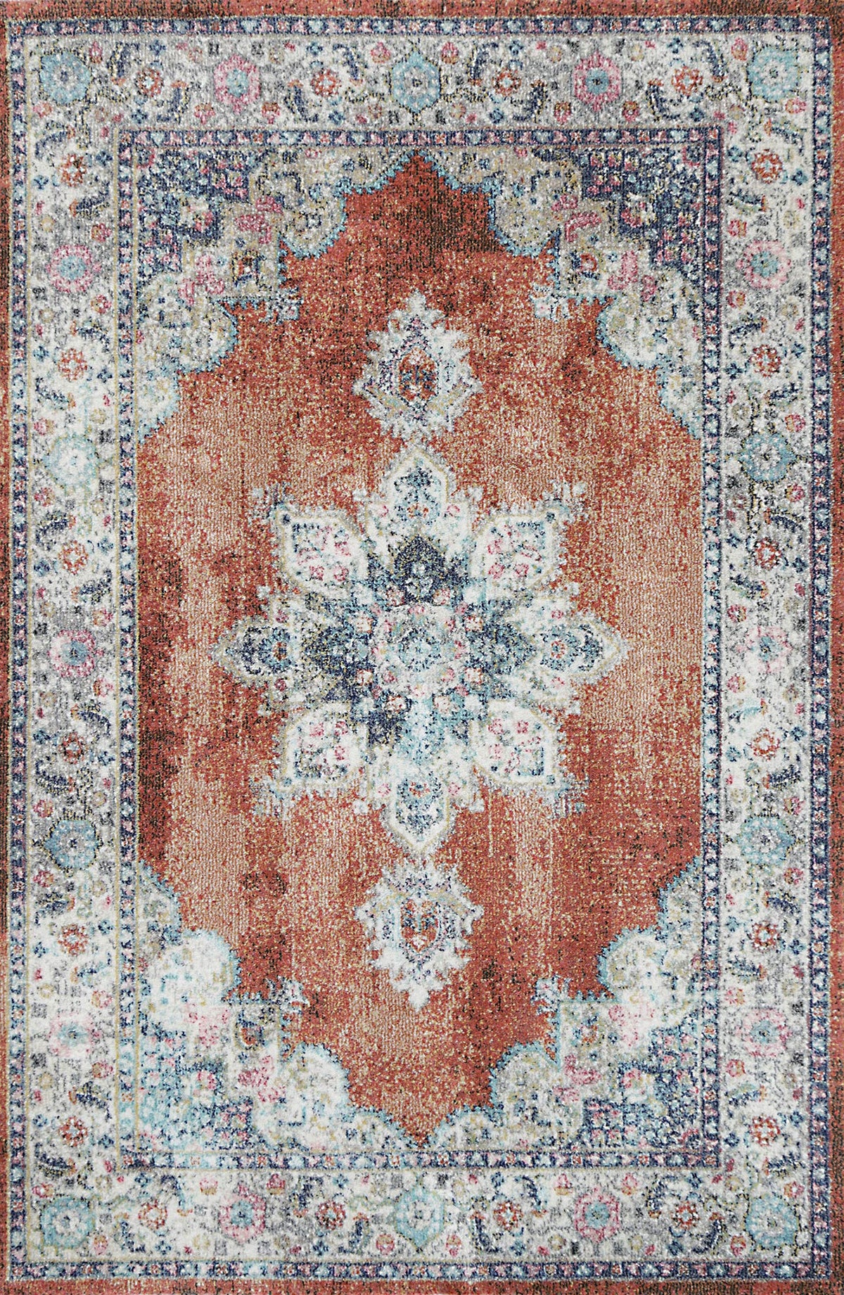 Le Canvas Tova Rust — full rug, top-down view