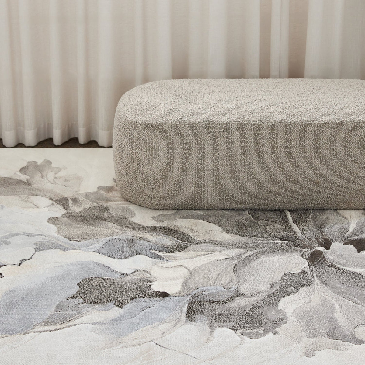 Milas Rug Marble Bloom Design In Grey & Cream Grey — ROOM_LIFESTYLE