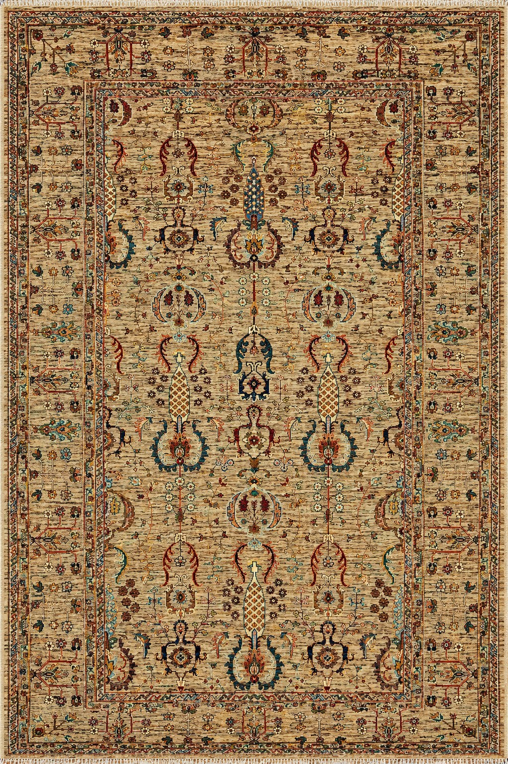 Afghan Sand Mosaic — handmade Afghan rug, full plan view