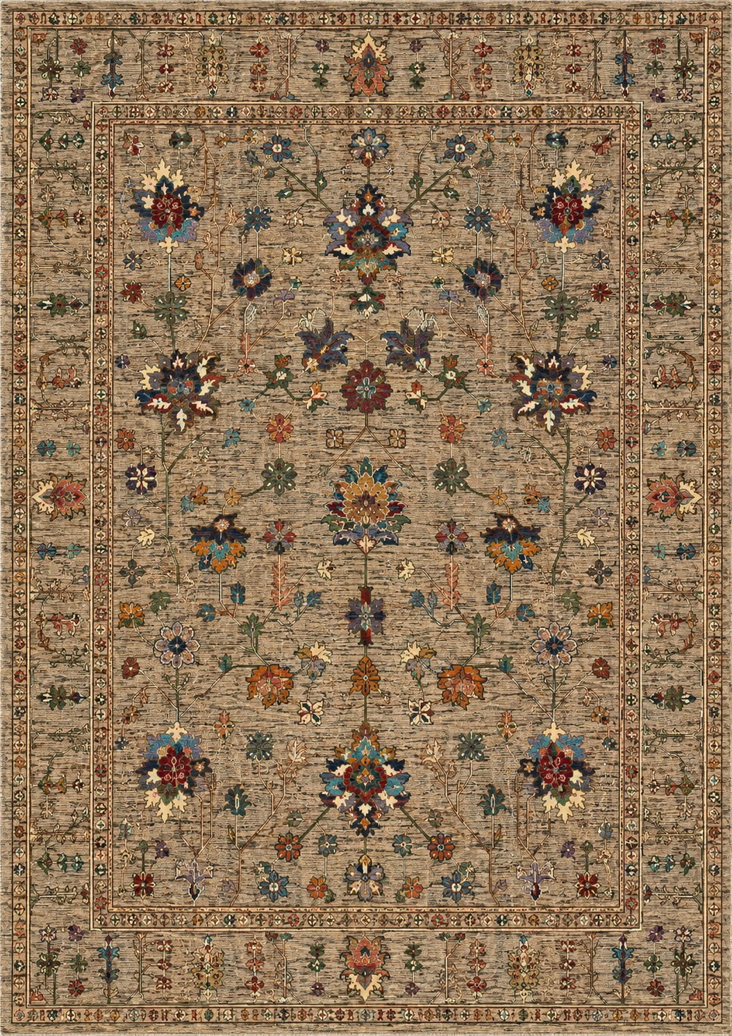 Afghan Stone Garden — handmade Afghan rug, full plan view
