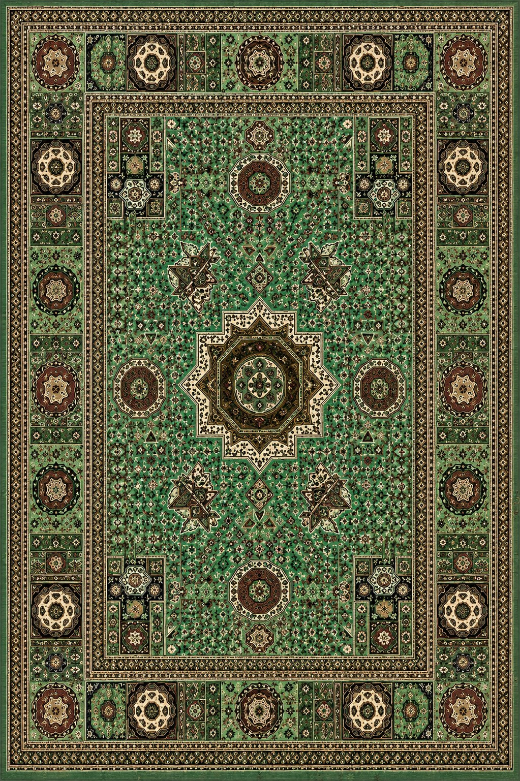 Afghan Emerald Medallion — handmade Afghan rug, full plan view