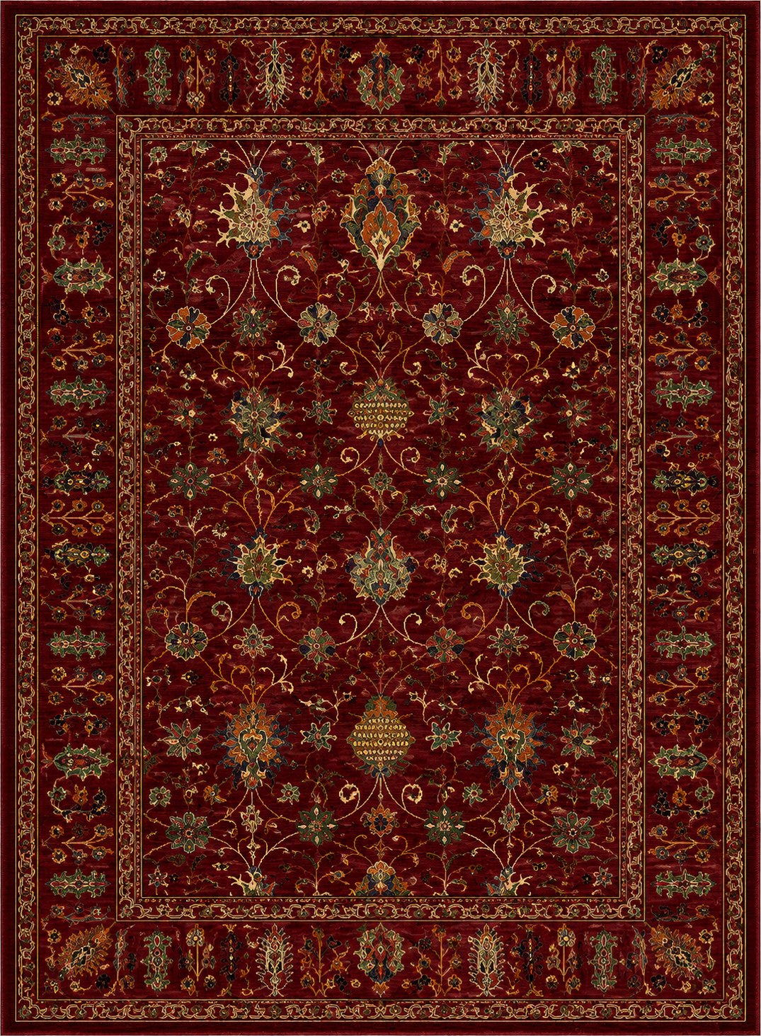 Afghan Ruby Garden — handmade Afghan rug, full plan view