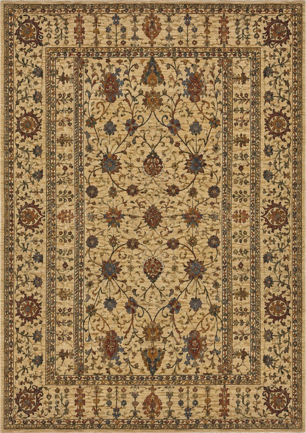 Afghan Ivory Garden — handmade Afghan rug, full plan view