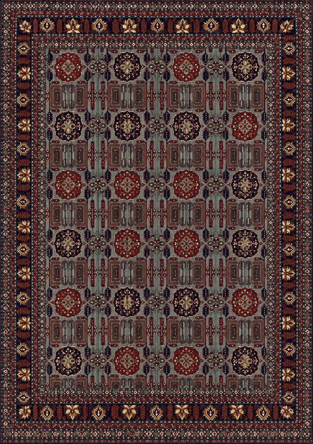 Afghan Slate Medallion — handmade Afghan rug, full plan view