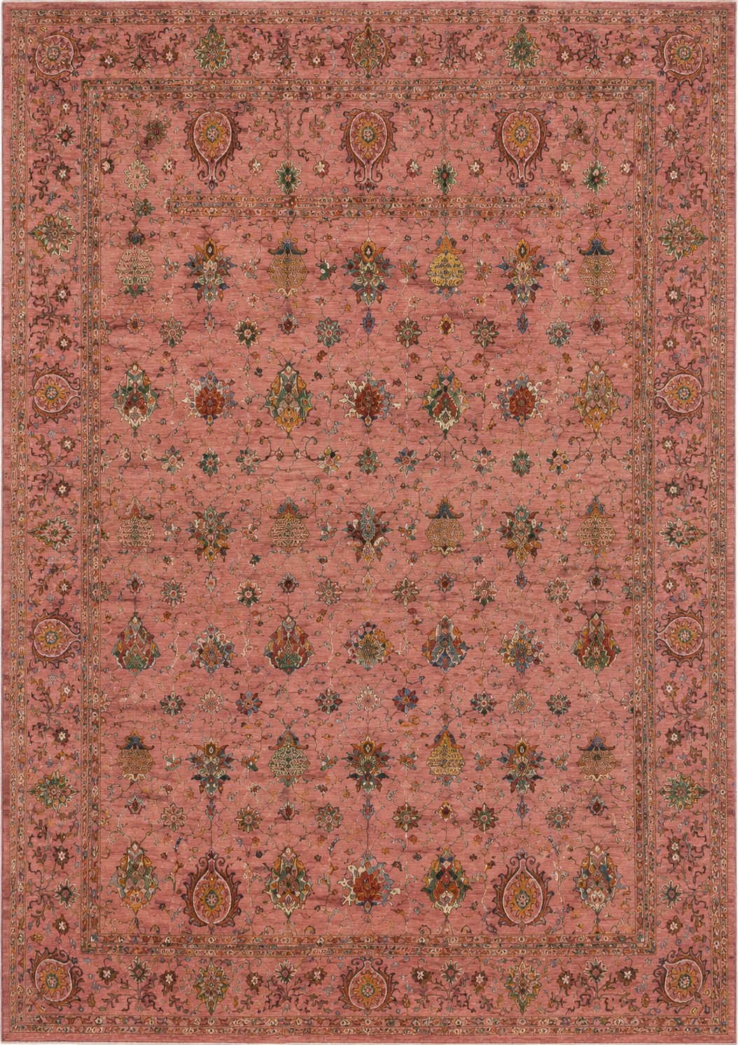 Afghan Rose Garden — handmade Afghan rug, full plan view